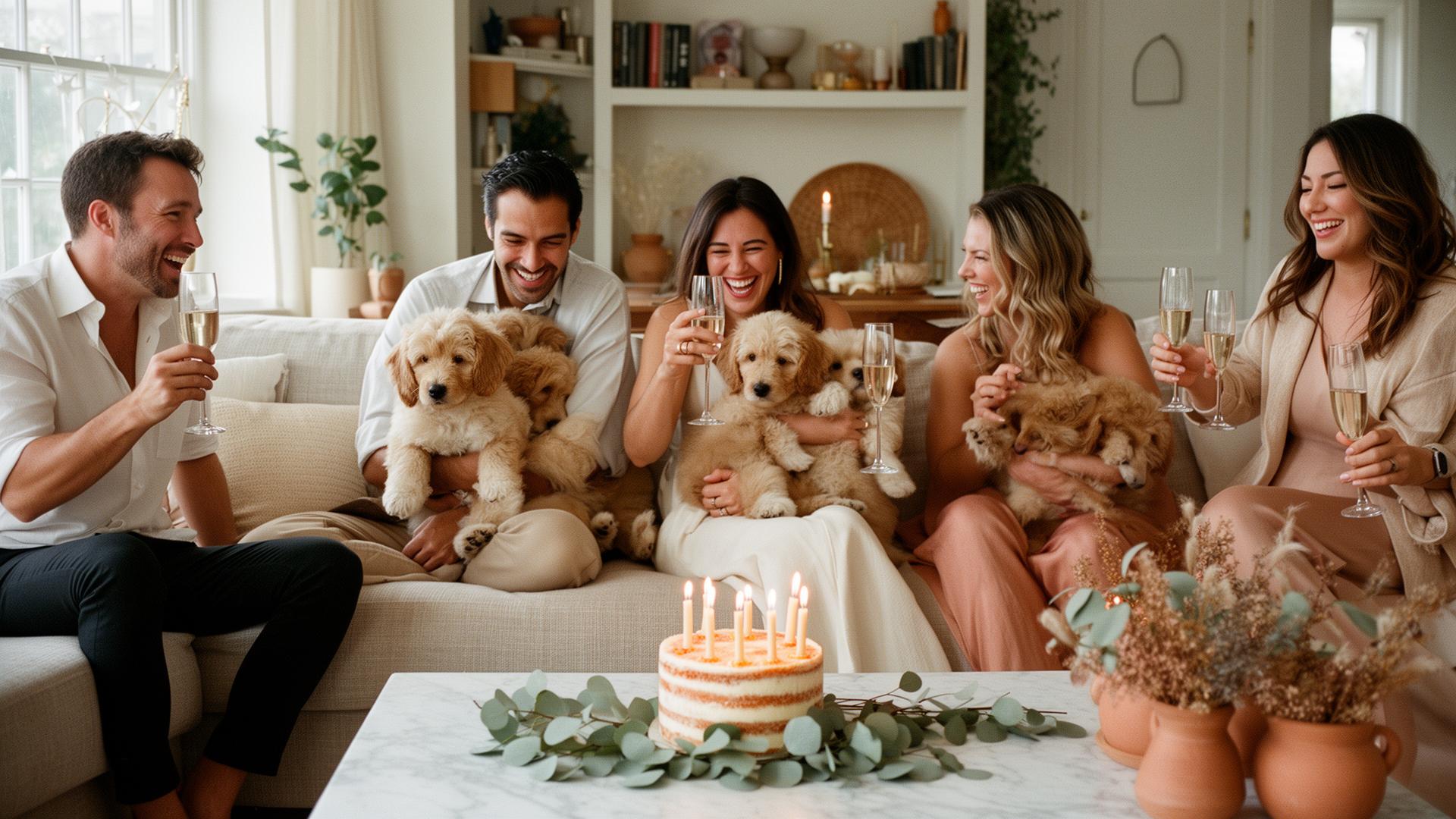 Adult Birthday Party with Puppies